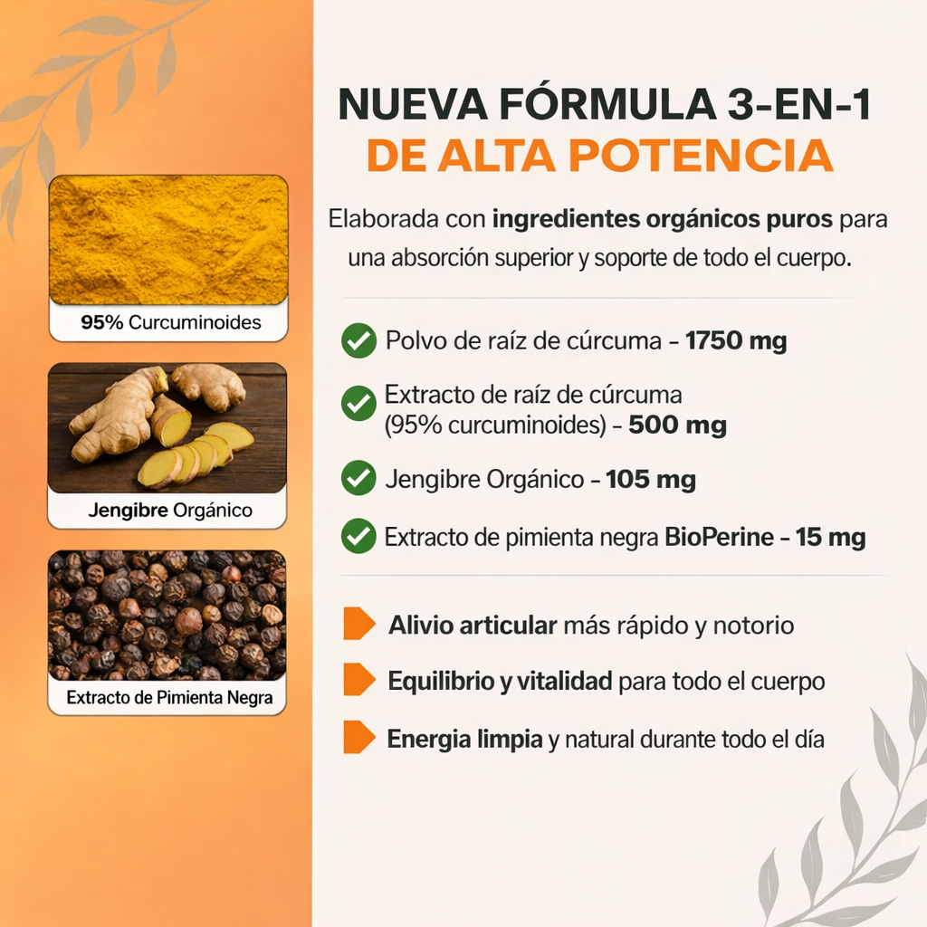 Cúrcuma orgánica l Equilibra la inflamación para ayudarte a recuperar la comodidad y la vitalidad